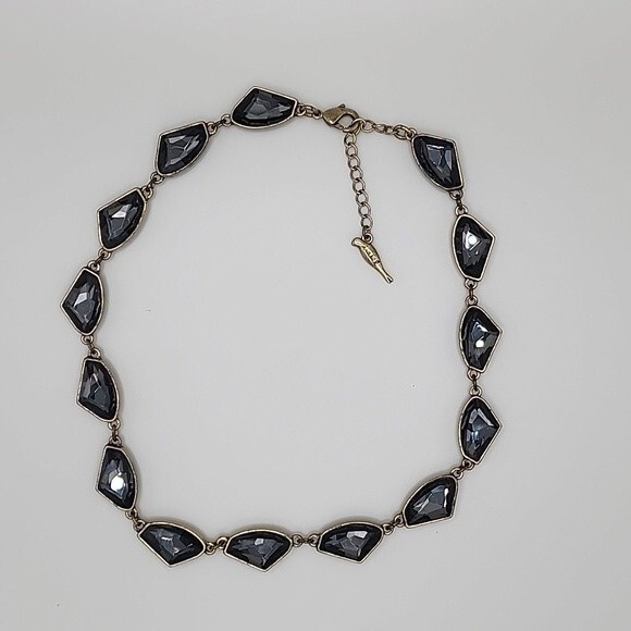 Chloe+Isabel Antiqued Goldtone & Smokey Stone Choker Necklace. - Picture 2 of 3